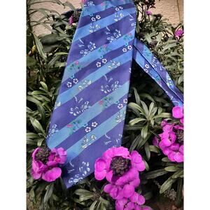 Paul Smith silk necktie with stripes and flowers in blue